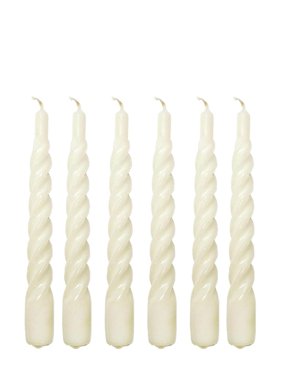 White Twisted Gloss Candles - Set of 6