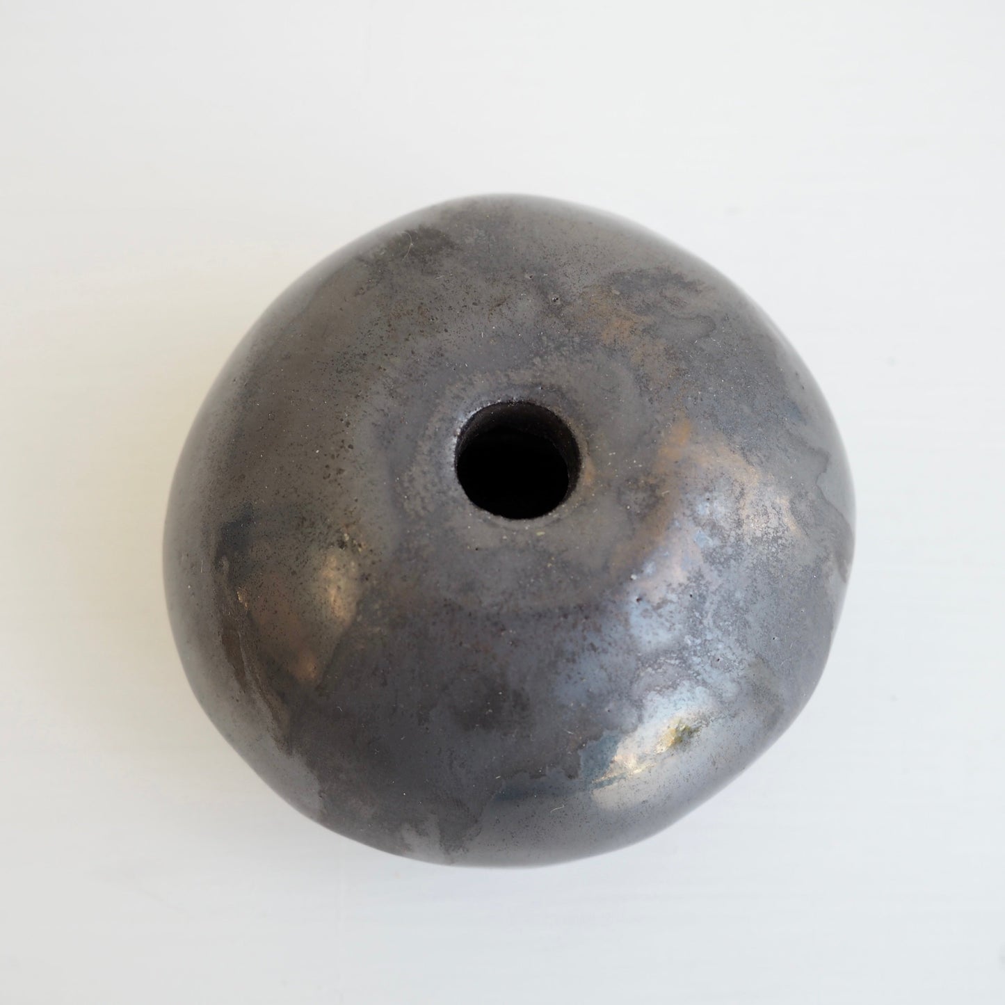 Handmade Ceramic Round Vases in White, Gold & Black