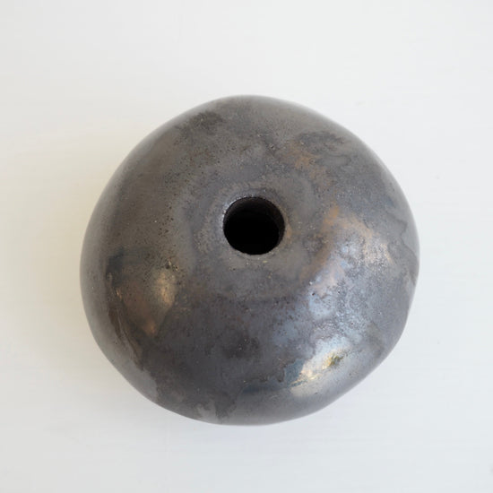 Handmade Ceramic Round Vases in White, Gold & Black