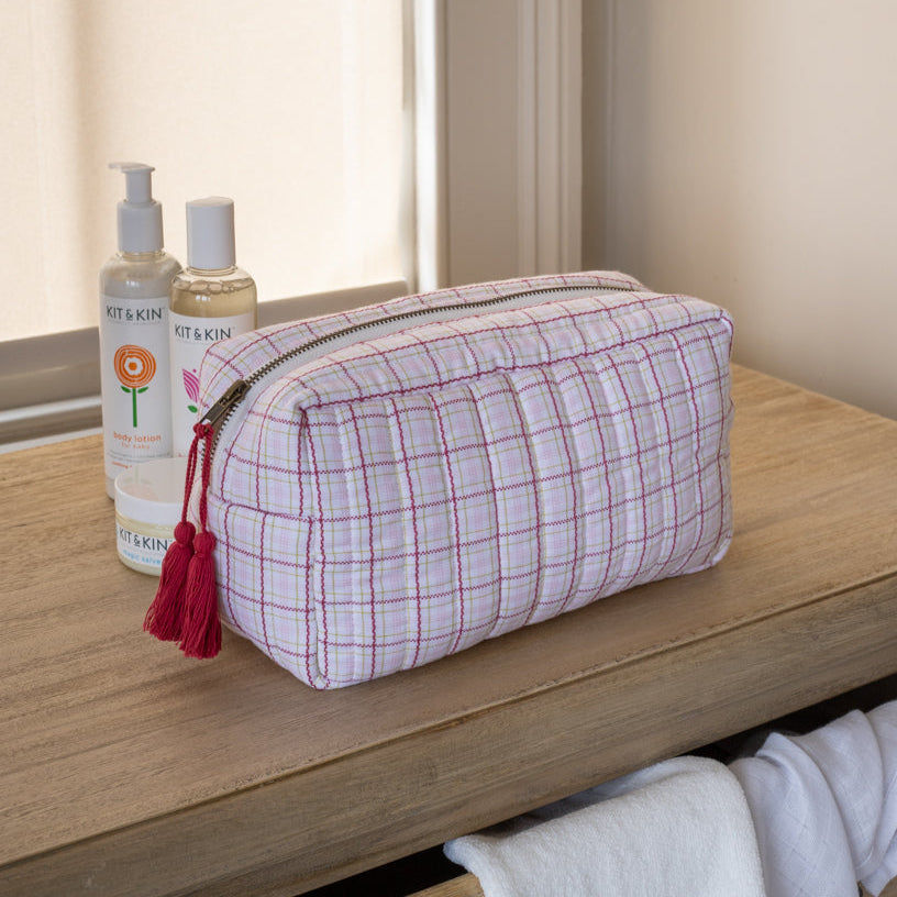 Wash Bag - Pink Check