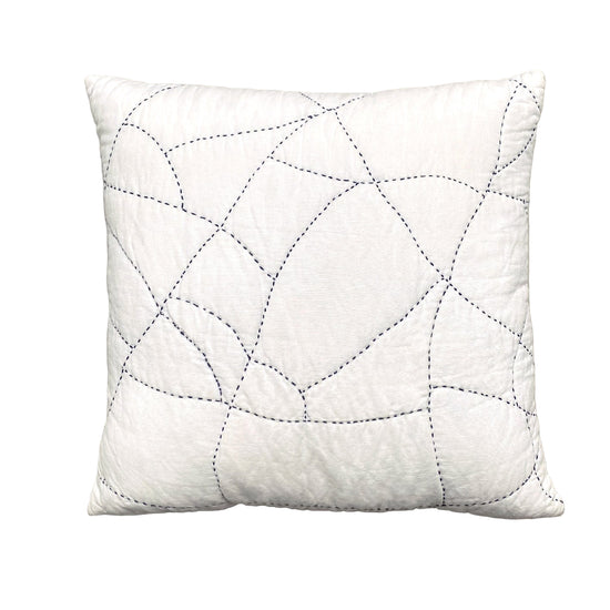 Phoebe Hand Embroidered Linen Cushion Ivory