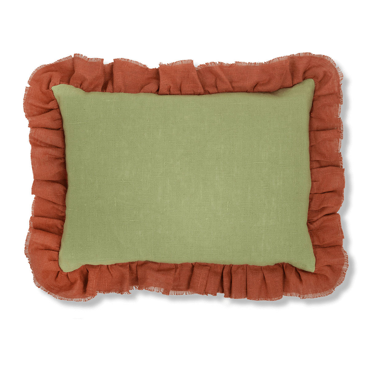 Eucalyptus Cushion with Terracotta Frill