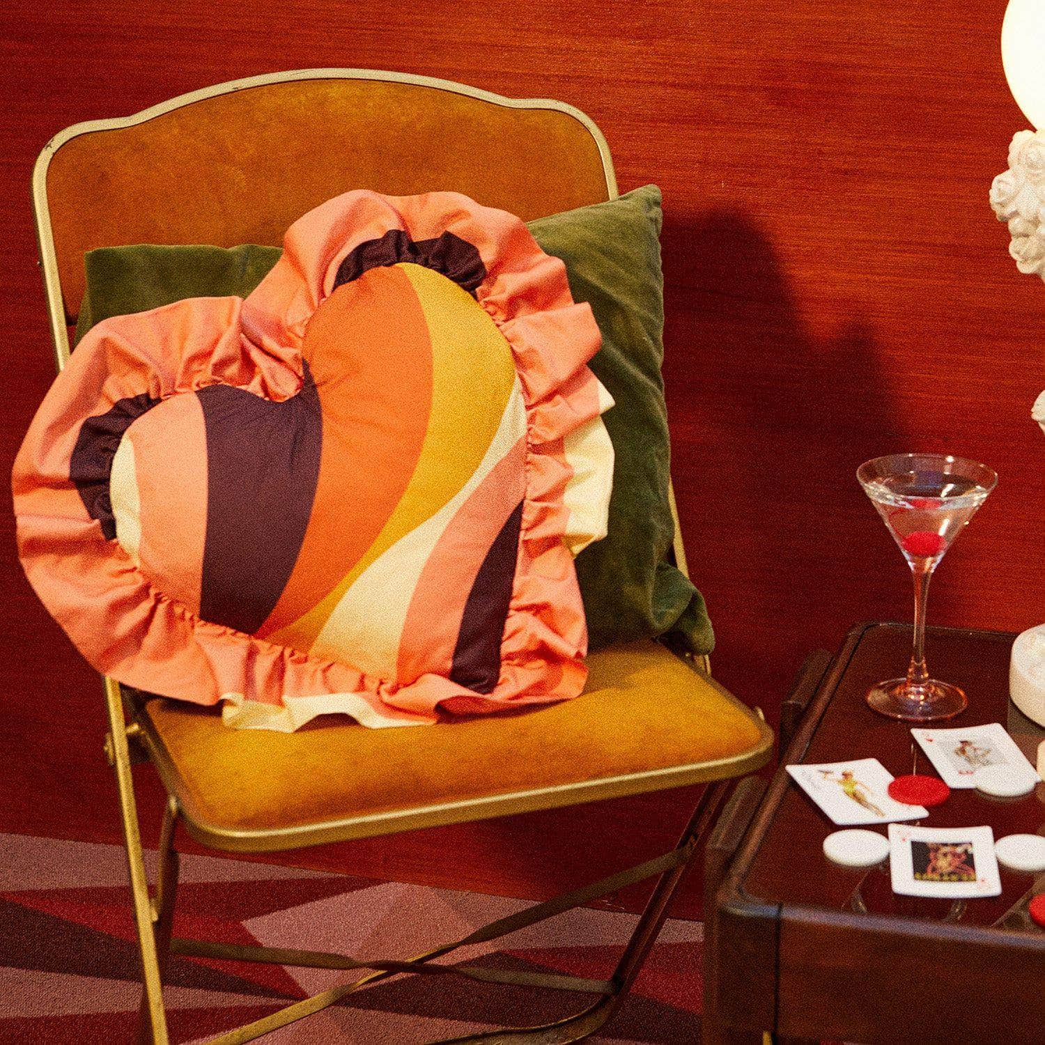 Young Hearts Ruffle Cushion in Sunset Suite