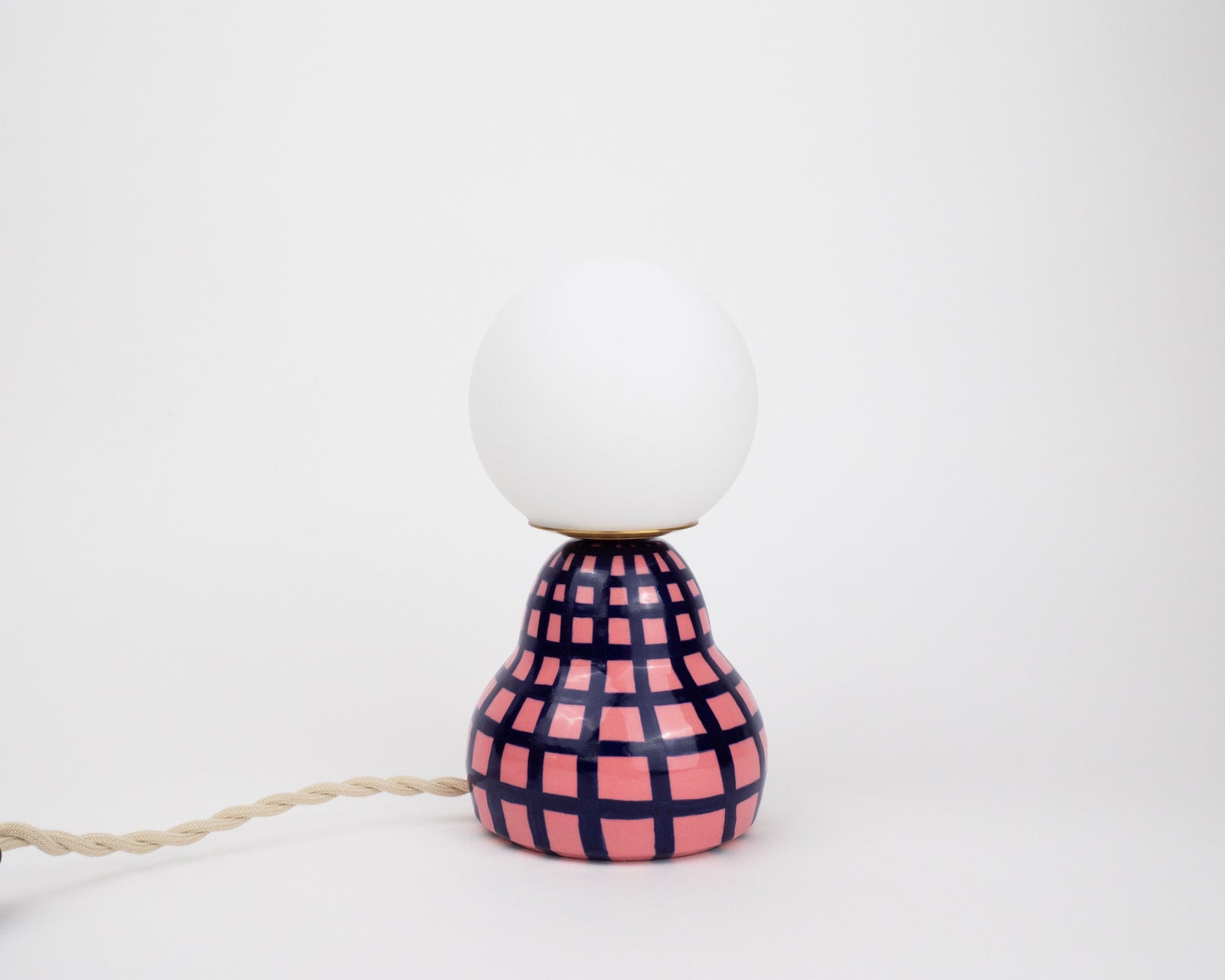 'Grid' Table Lamp w/ Bulb - Pink & Blue