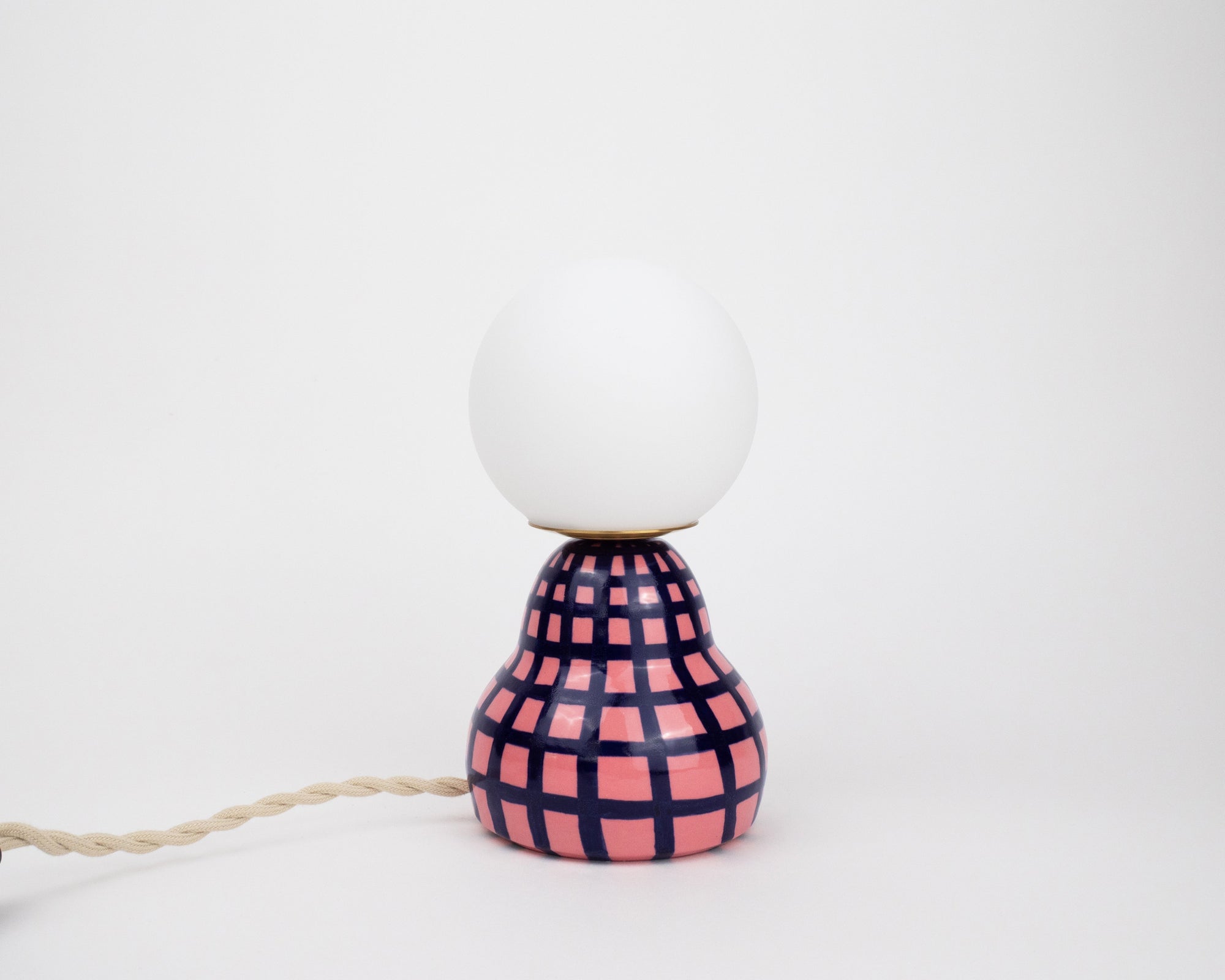 'Grid' Table Lamp w/ Bulb - Pink & Blue