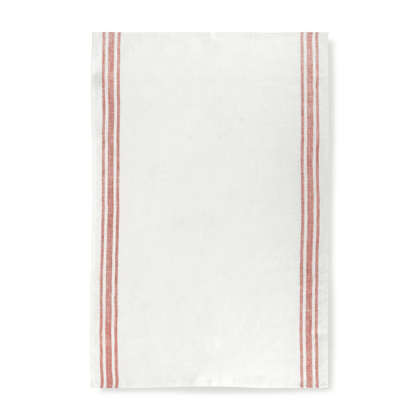 Set of 3 Varied Kitchen Towels in French Red & Blue