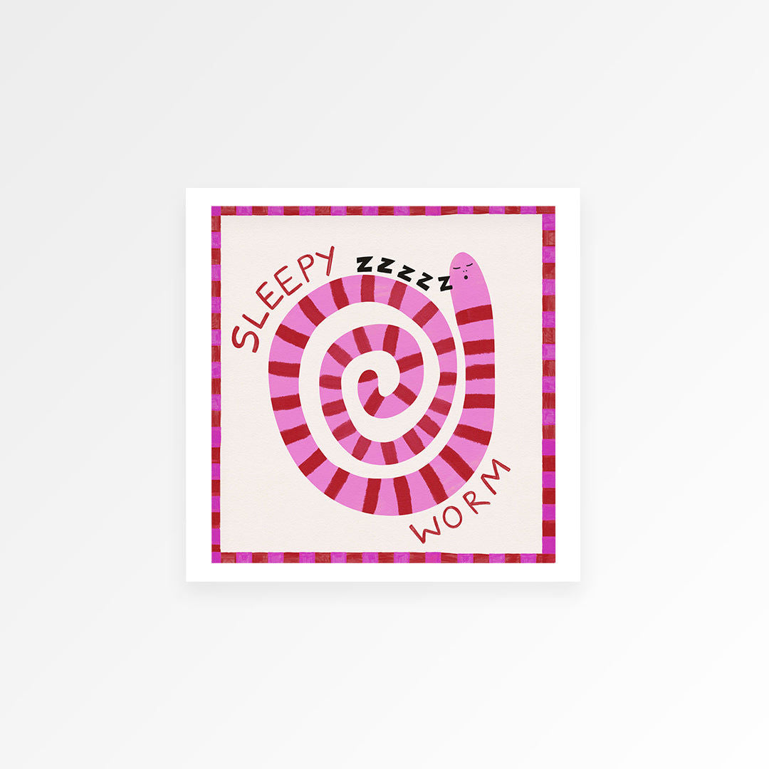 Sleepy Worm Kids Print