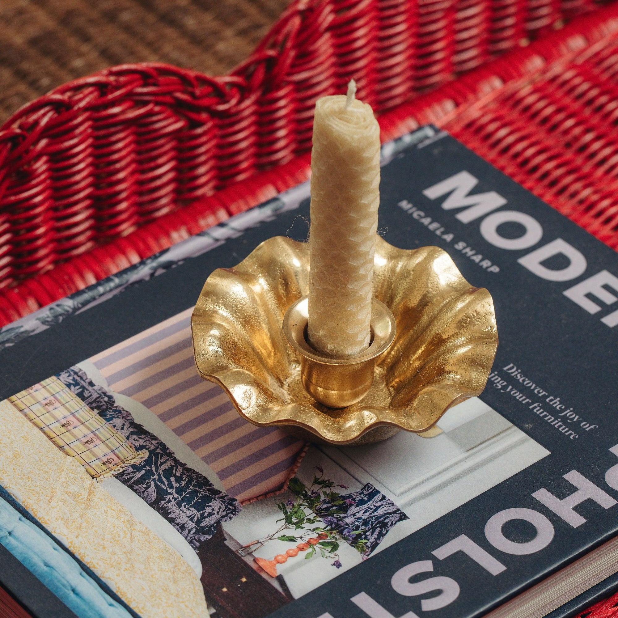 Wave Brass Candle Holder