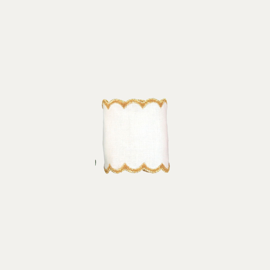 Linen Napkin Ring, White and Gold