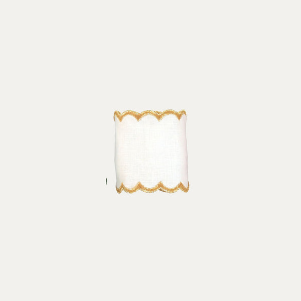 Linen Napkin Ring, White and Gold