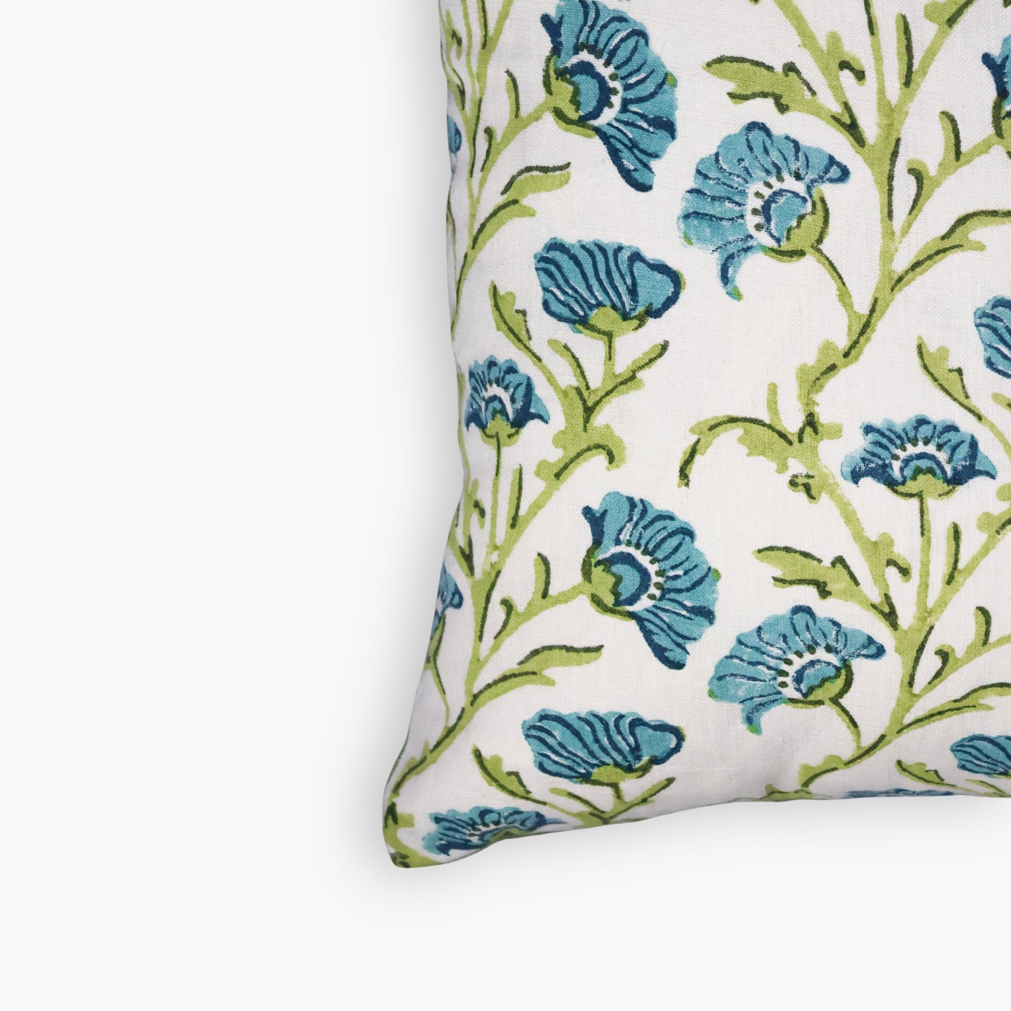 Bella Throw Pillow Cover - Olive Green & Blue