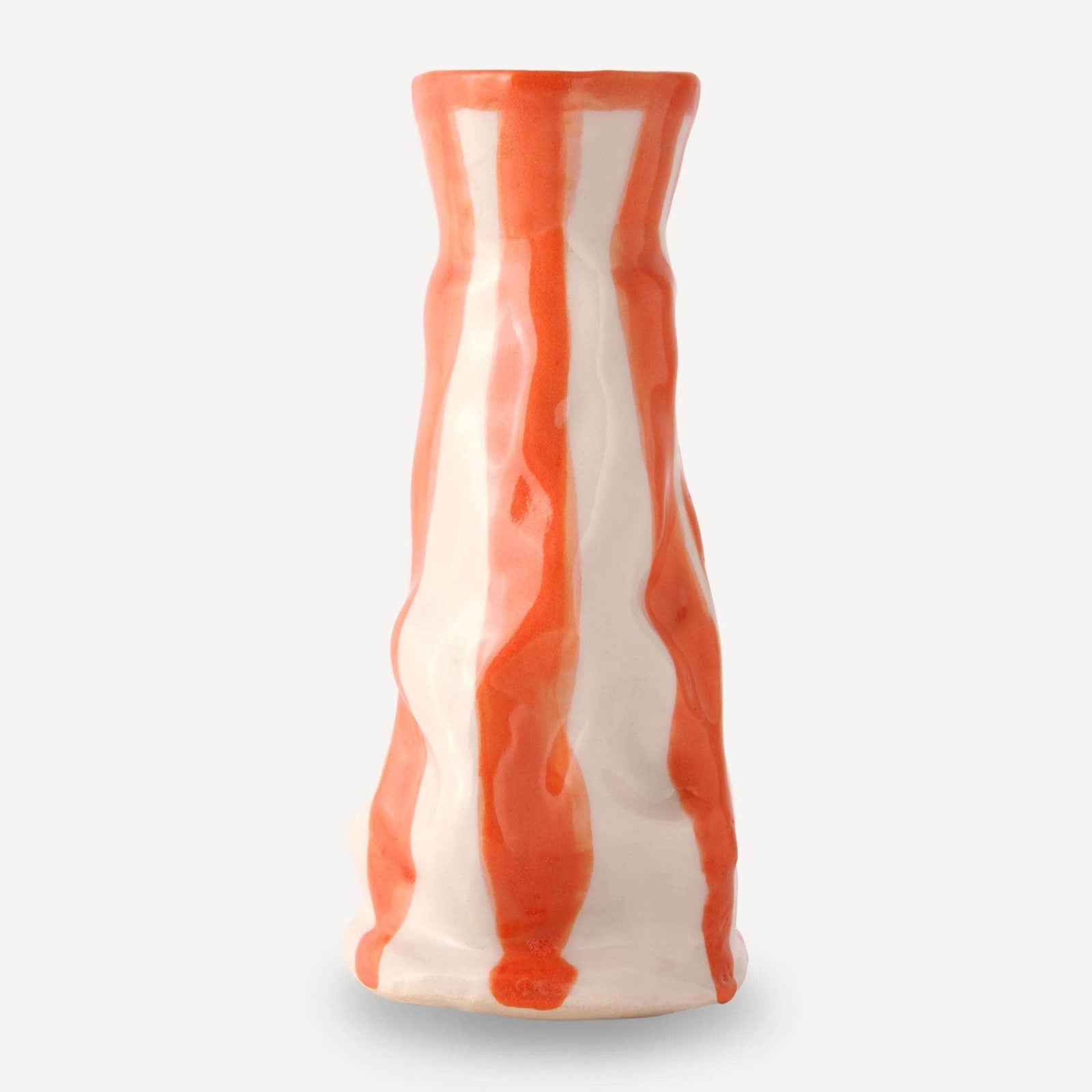 Flame Orange Candy Stripe Vase