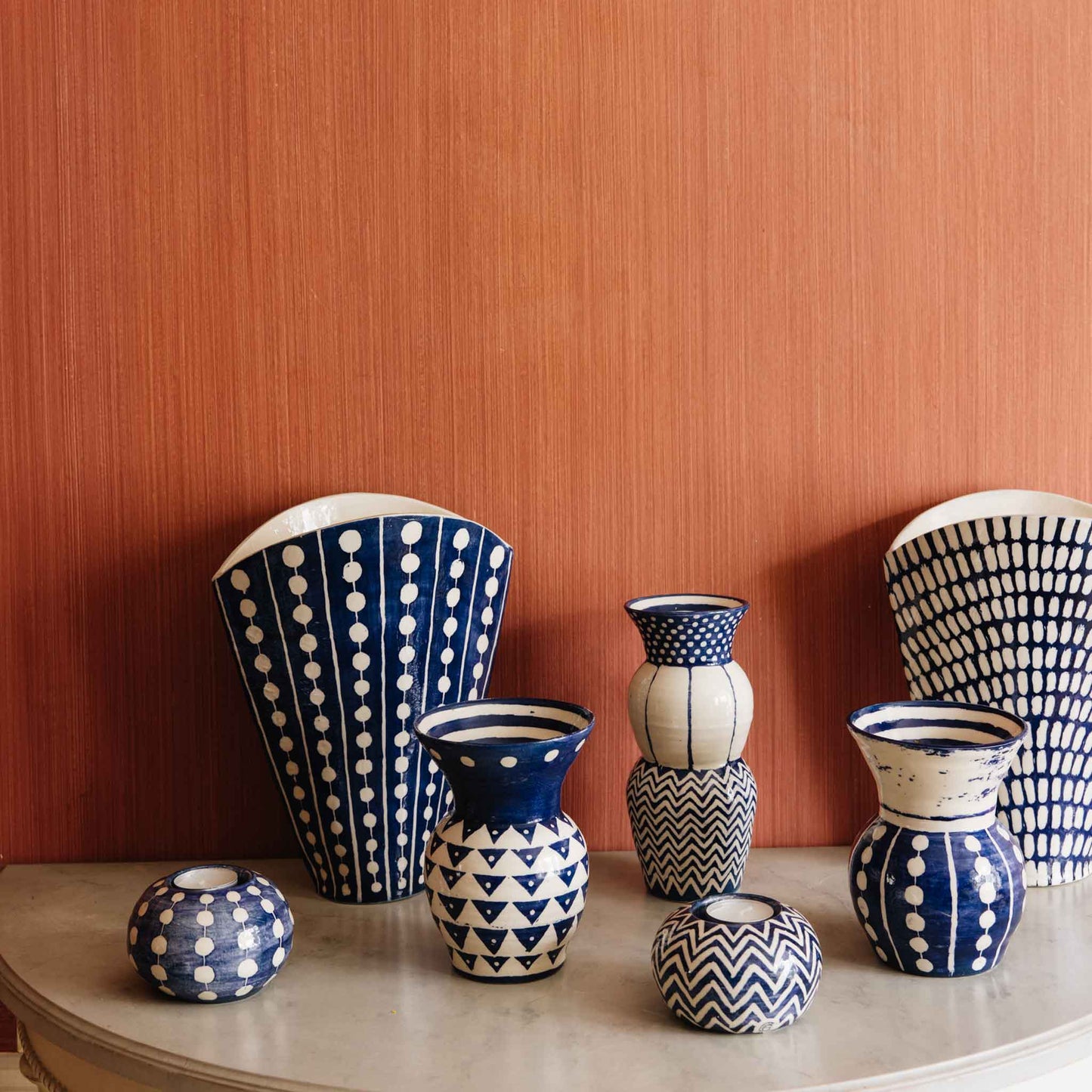 Triple Layer Zig Zag Vase Indigo