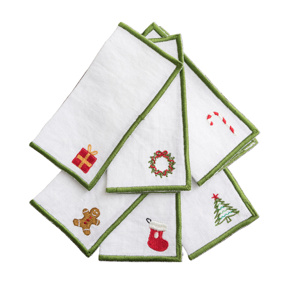 Christmas Cocktail Napkins x 6