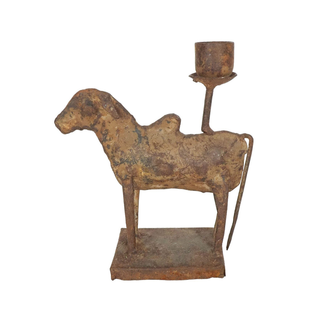Folk Art Cow Candlestick