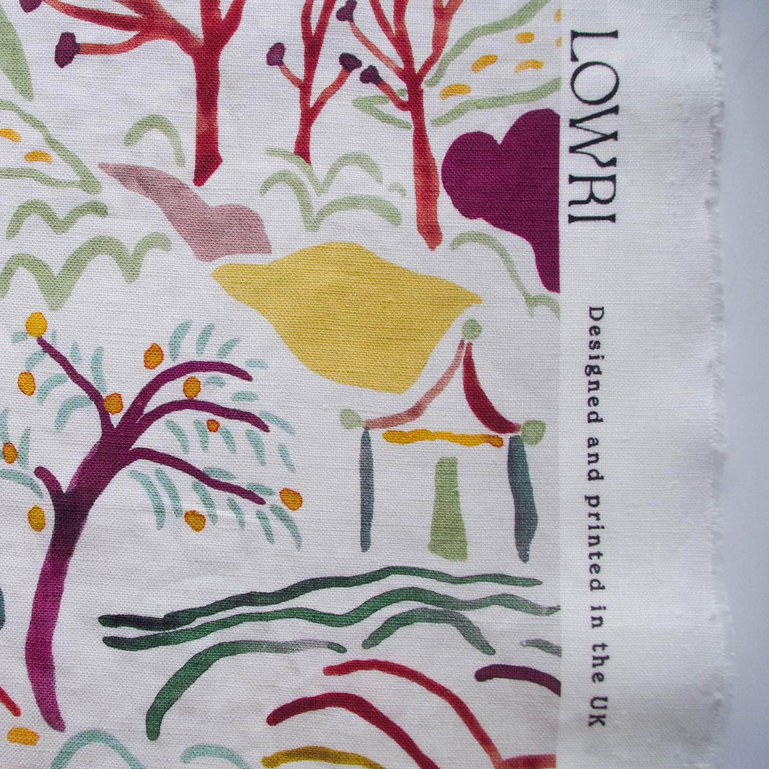 Printed Forest and Hills Fabric - Plum