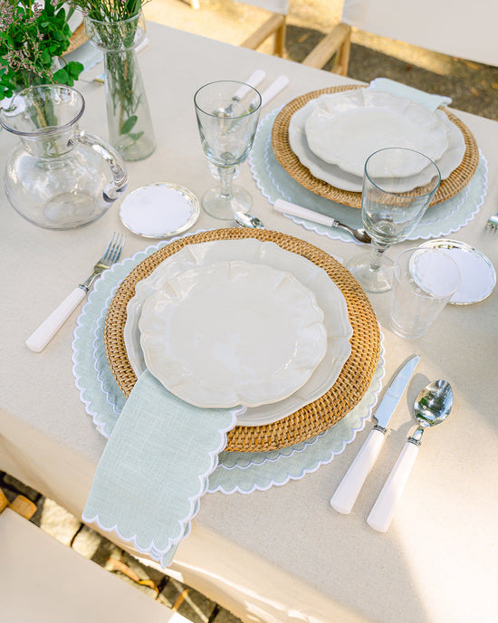 Filipa Napkin, Aqua Green with White