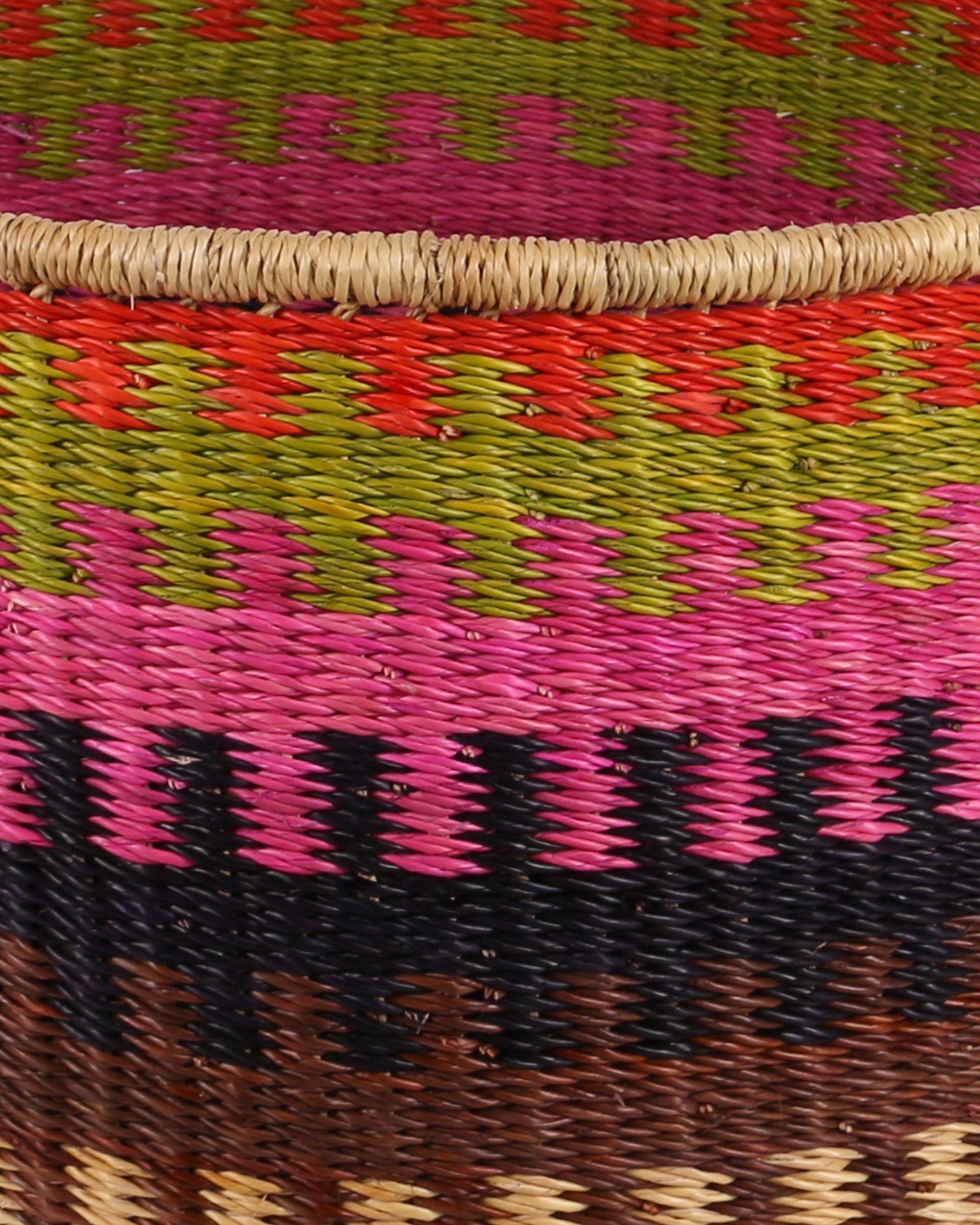 ADWENPA: Large Pink, Green and Black Floor Storage Basket with Handles