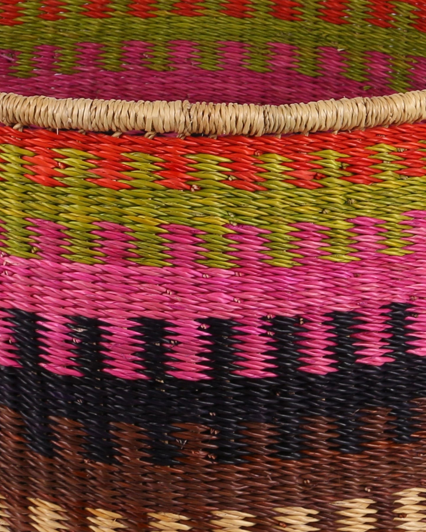 ADWENPA: Large Pink, Green and Black Floor Storage Basket with Handles
