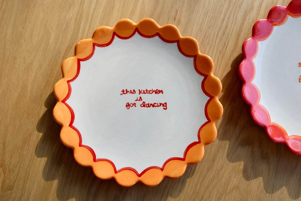 "this kitchen is for dancing" Scalloped Dessert Plate