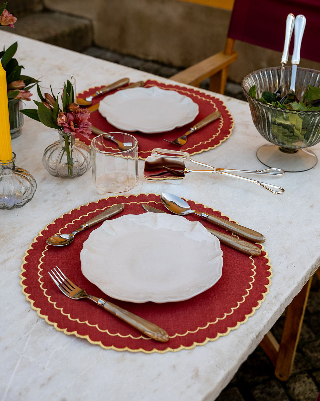 Filipa Placemat, Dusty Pink with Yellow