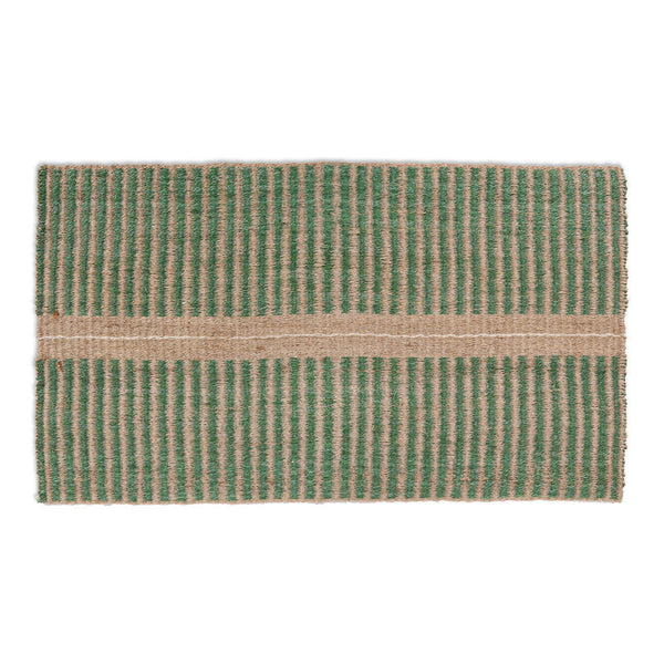 WAVU: Green, Natural & White Stripe Woven Sisal Doormat