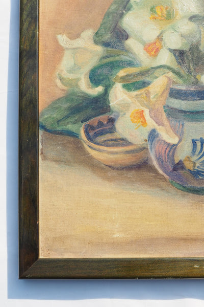 Vintage Oil on Board Still Life Painting