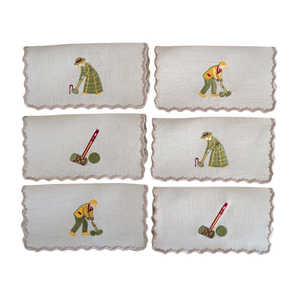 CROQUET - Croquet Embroidery Cocktail Napkin Set (set of 6)