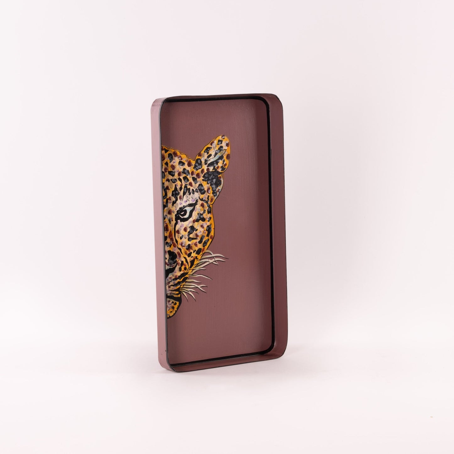 Fauna Hand-Painted Iron Tray - Leopard Right 02