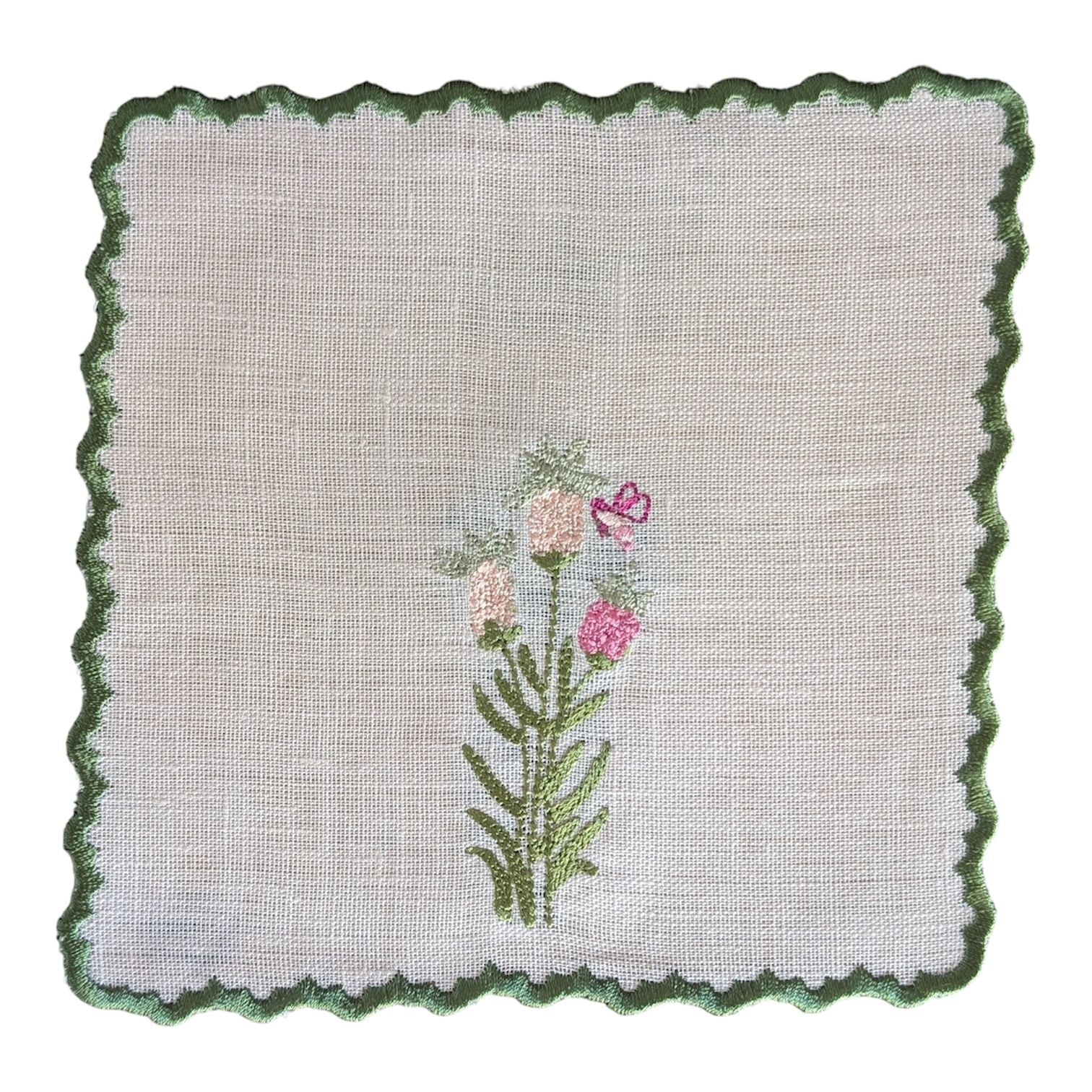 FLORAL - Floral Embroidery Cocktail Napkin Set (set of 6)