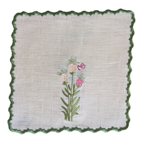 FLORAL - Floral Embroidery Cocktail Napkin Set (set of 6)