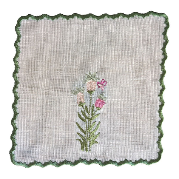 FLORAL - Floral Embroidery Cocktail Napkin Set (set of 6)
