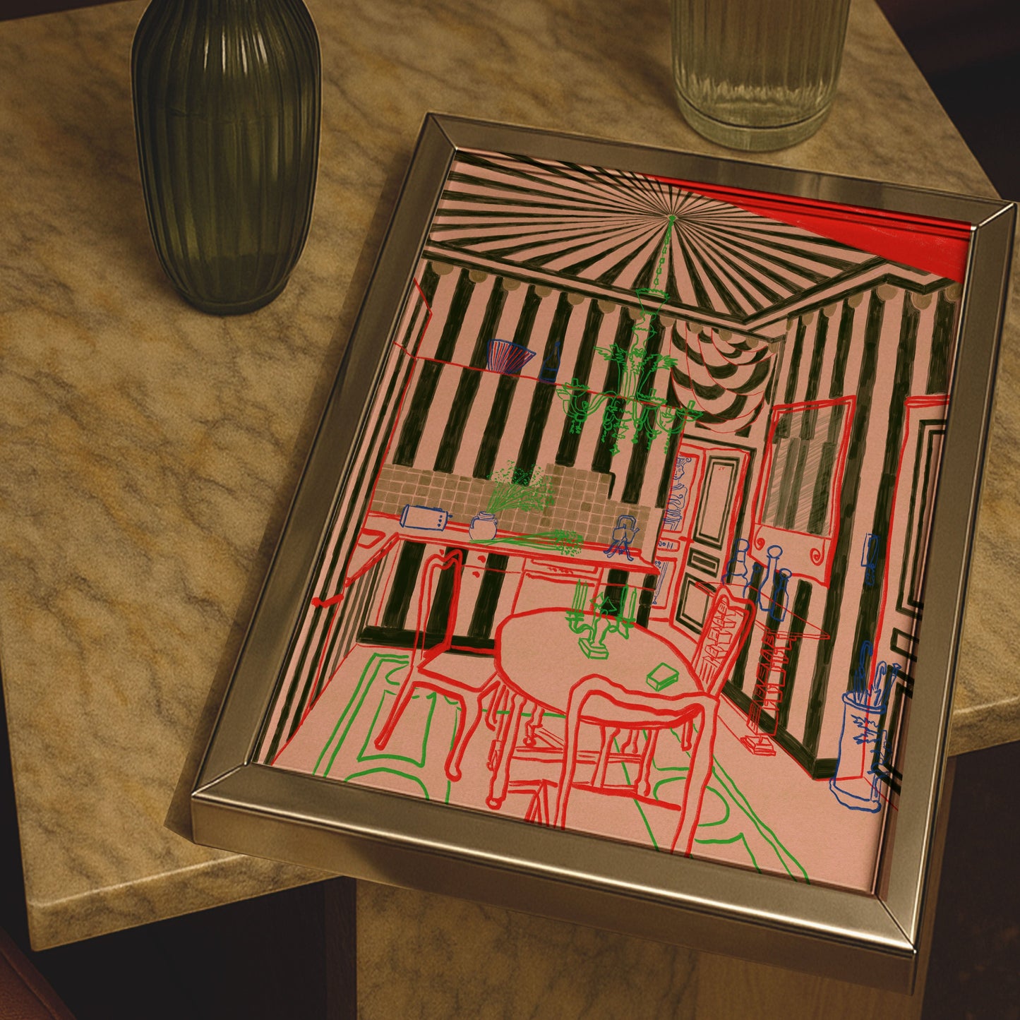 Stripey Kitchen - Fine Art Print