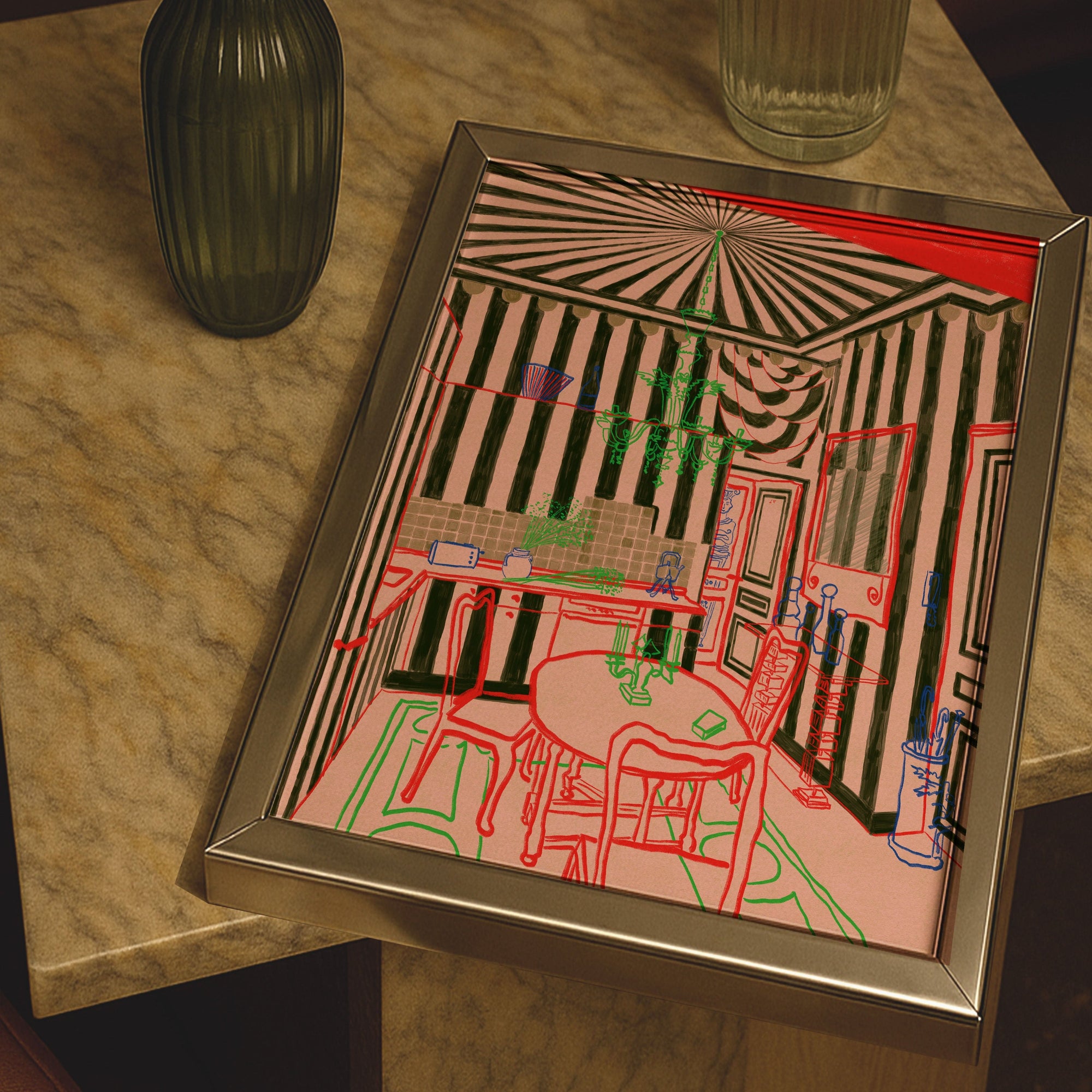 Stripey Kitchen - Fine Art Print