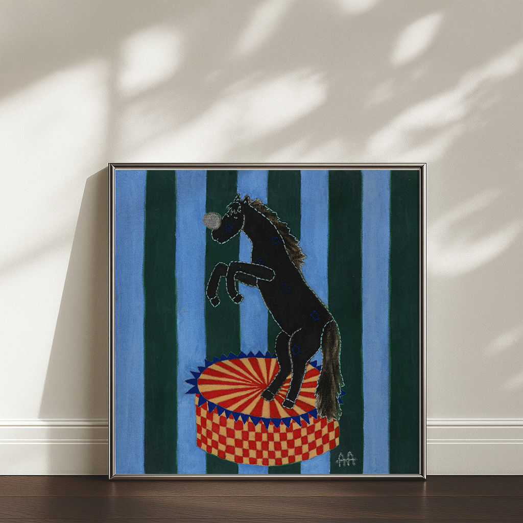 Striped Horse Blue- Limited Fine Art Print