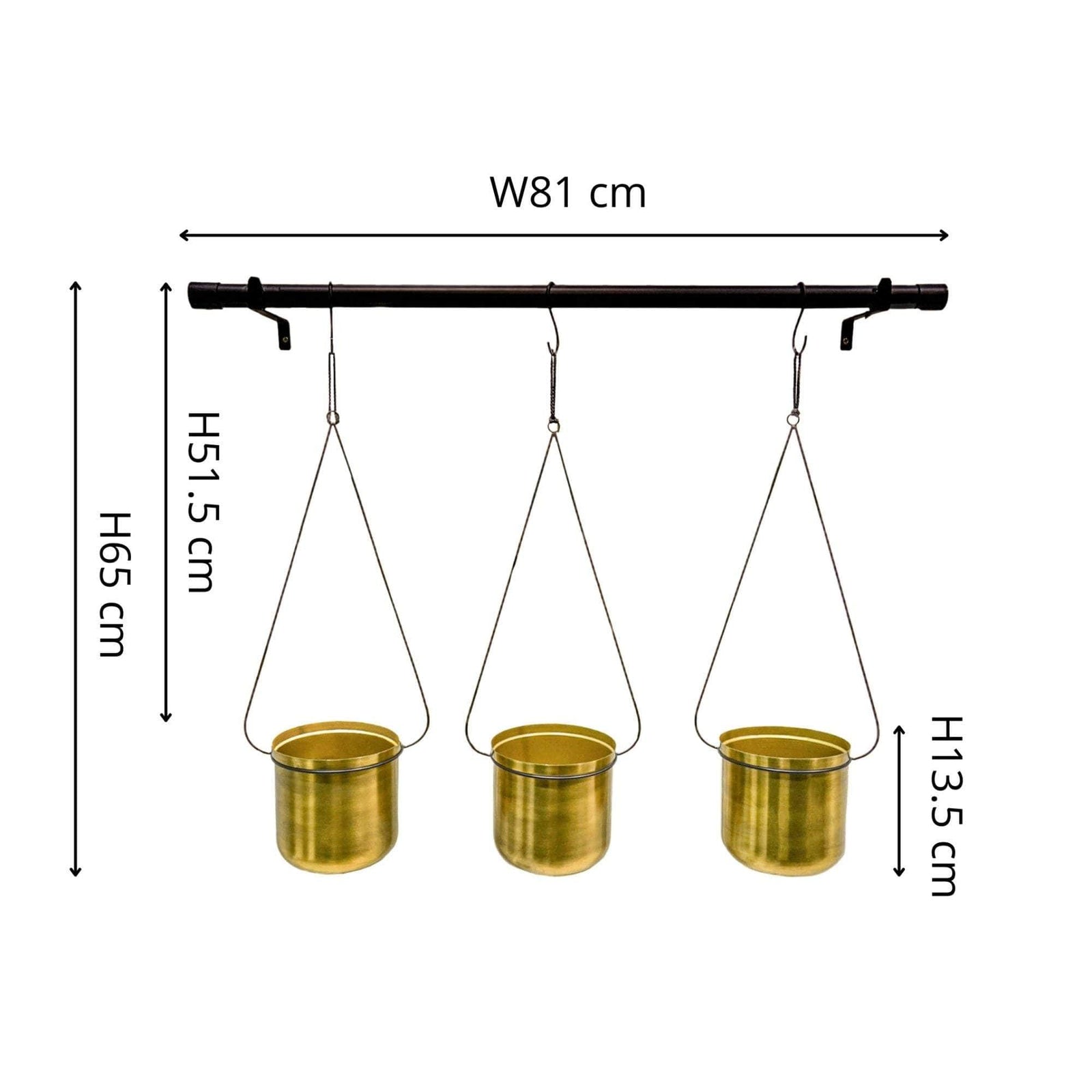 Linear Hanging Planters Black and Gold