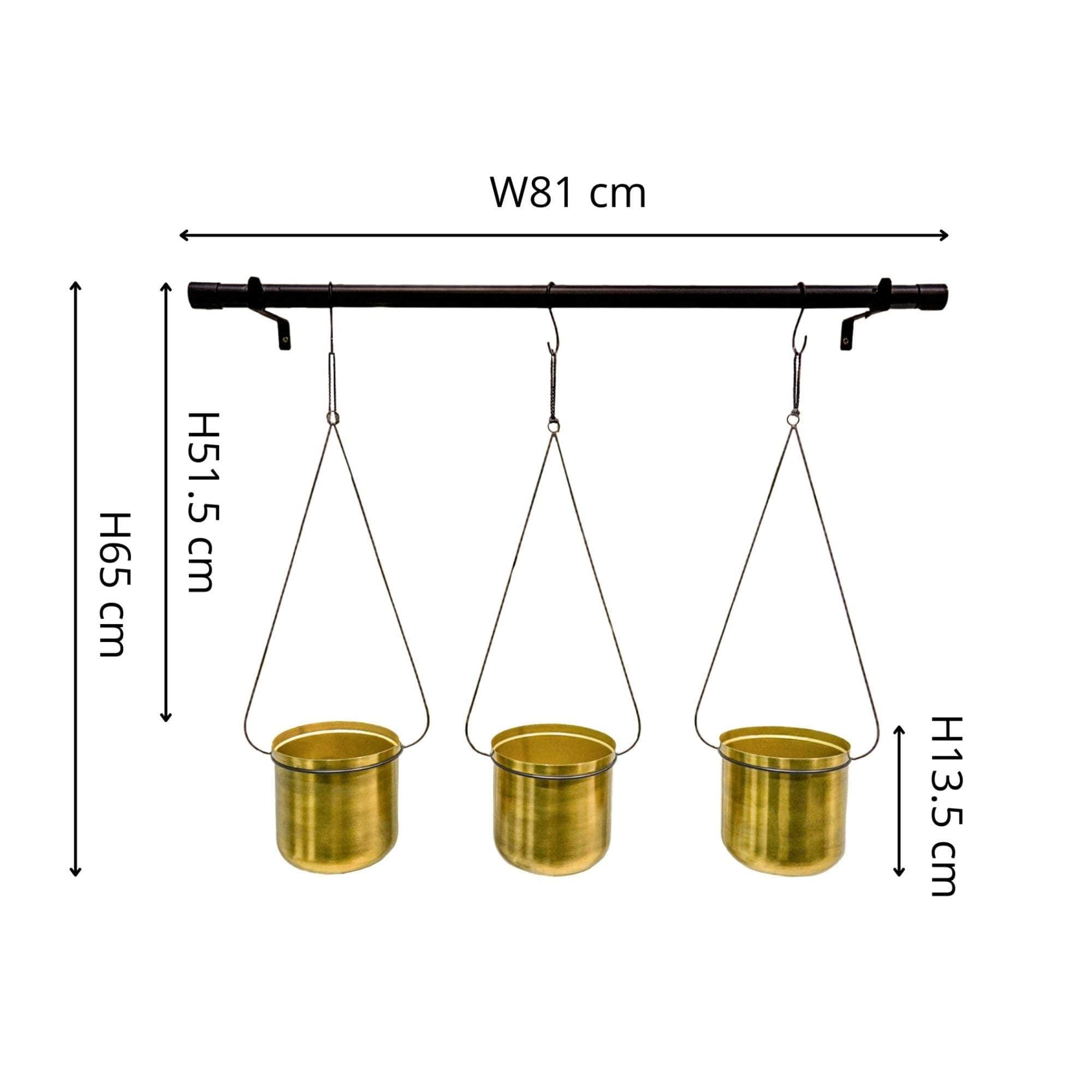 Linear Hanging Planters Black and Gold