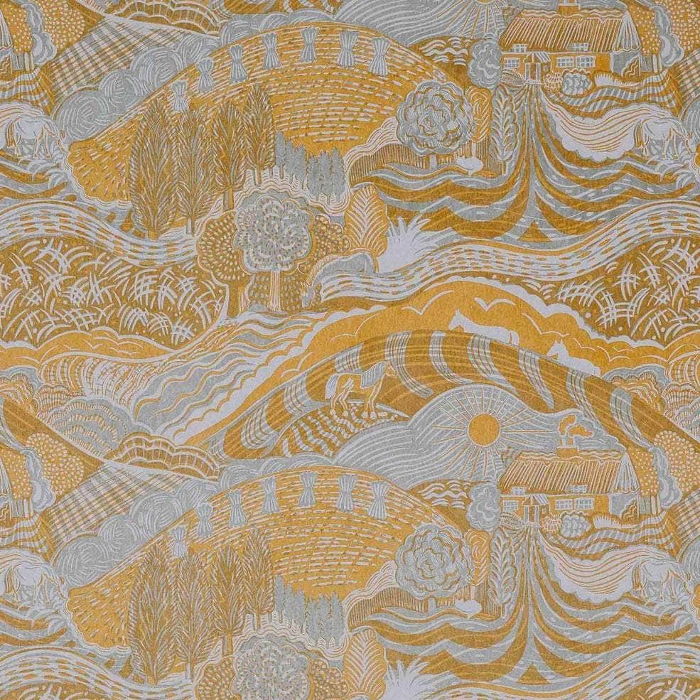 The Plough Wallpaper in Grey and Gold