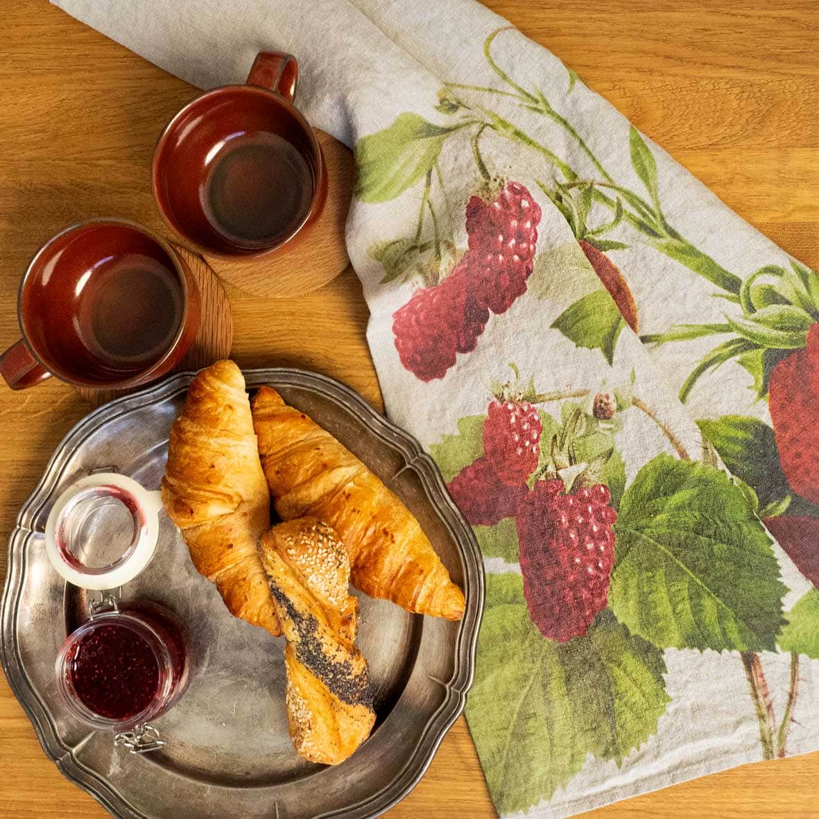 Linen Kitchen Towels STRAWBERRY & RASPBERRY Set of 2