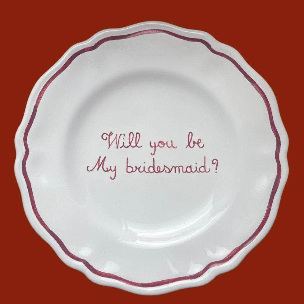Ceramic "Will You Be My Bridesmaid" Scalloped Plate