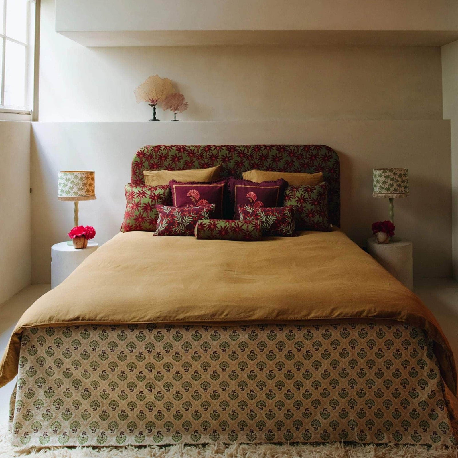 Cushion Laura Olive & Bordeaux