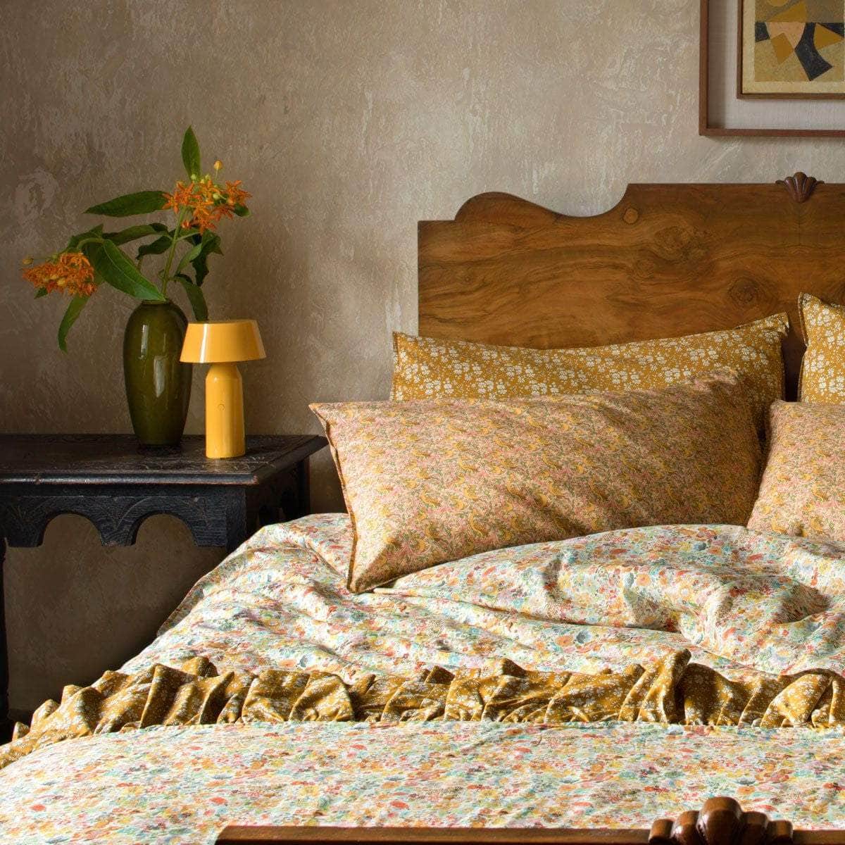 Frill Edge Pillowcase Made With Liberty Fabric Capel Mustard