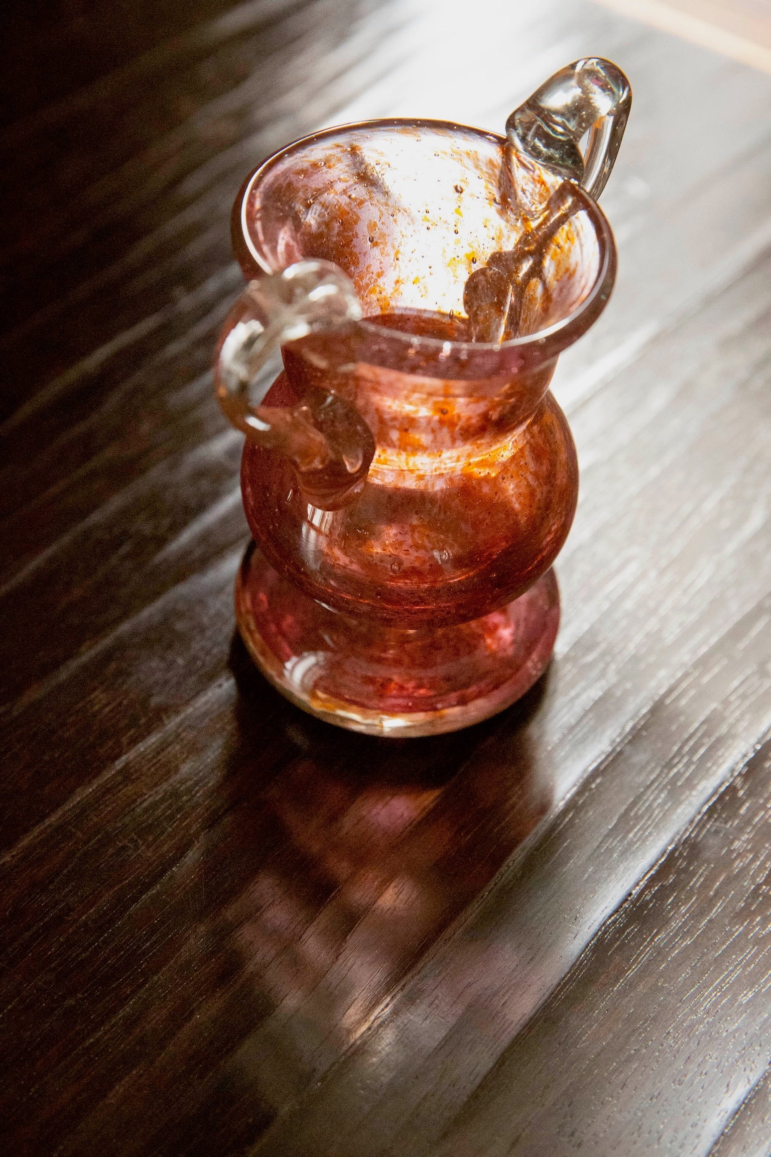 Blown Glass Amphora Vase, Slim, Rose and Amber