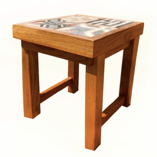 Vintage Cement Tile and Teakwood Table