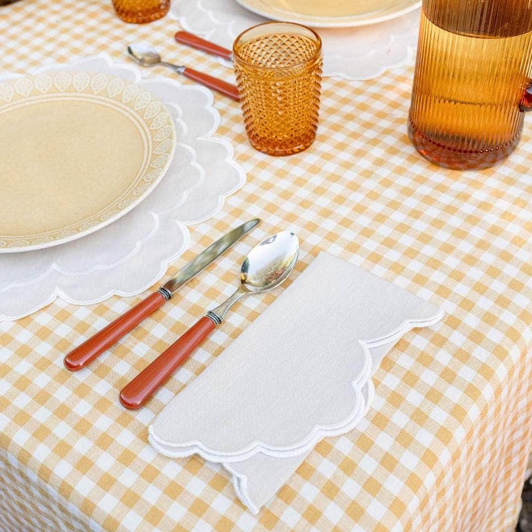 Iris Napkin, Beige with White