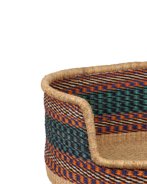 PRAKO: Orange, Blue and Black Dog Basket - Large