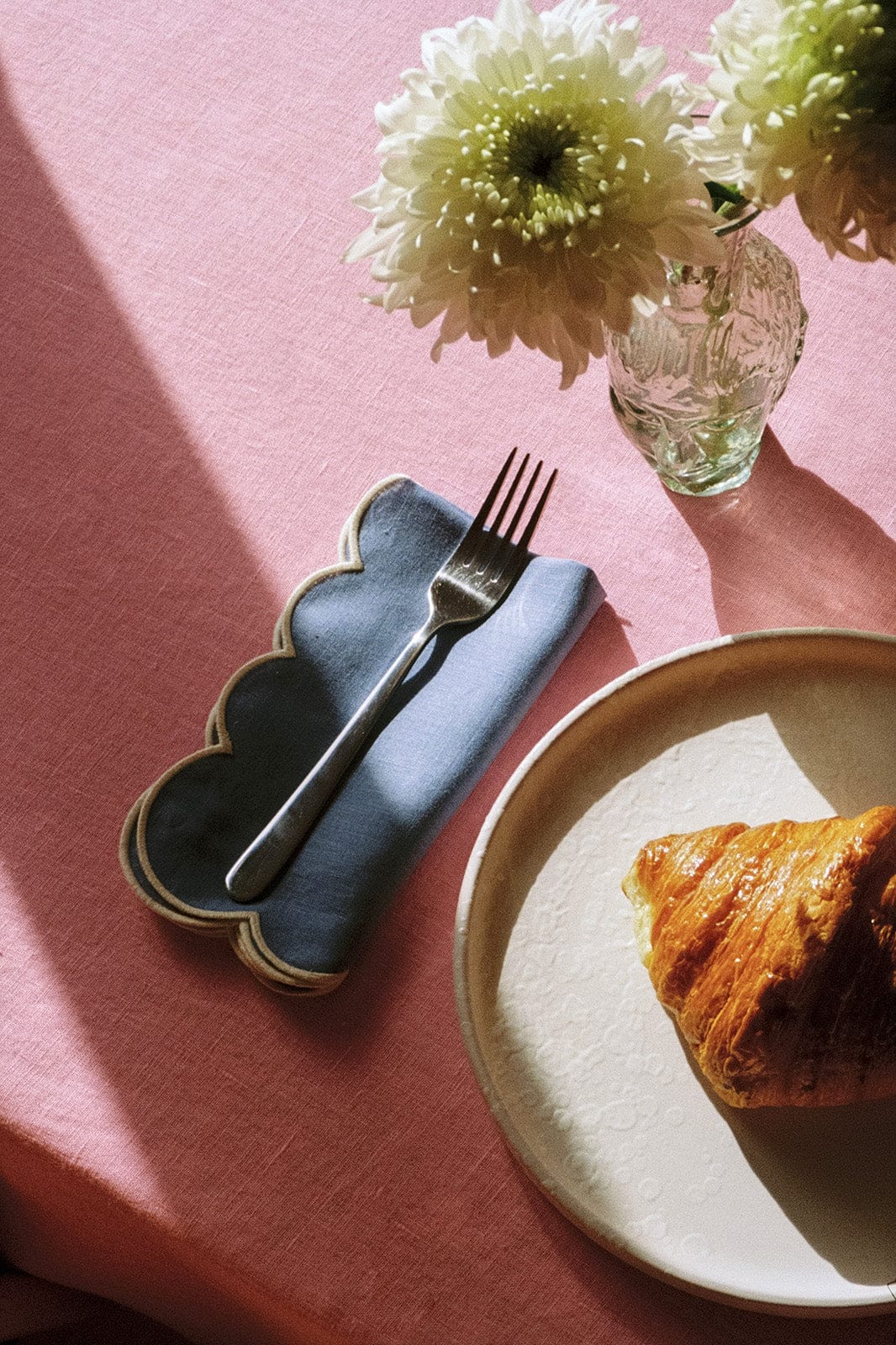 Zero-Waste Scalloped Linen Napkins Poppy Blue - Set of 2