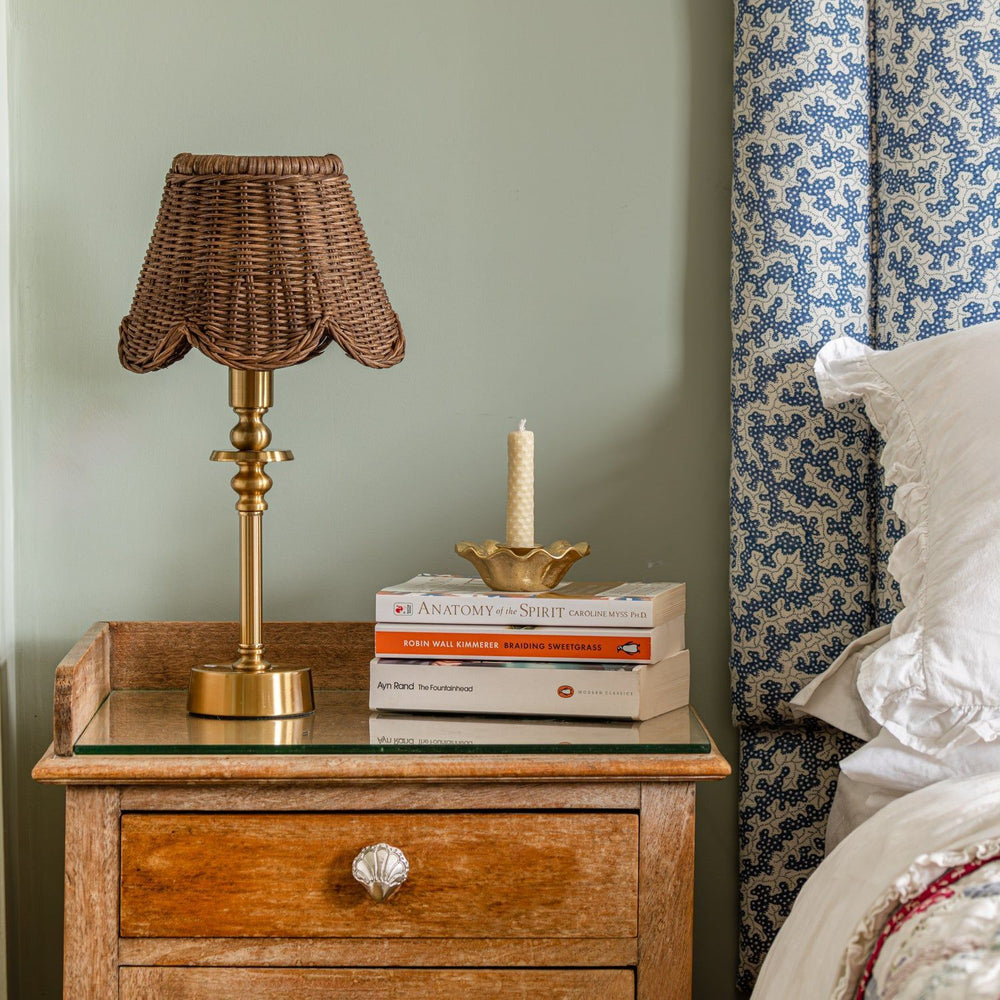 Mimi Scalloped Lampshade, Small Teak