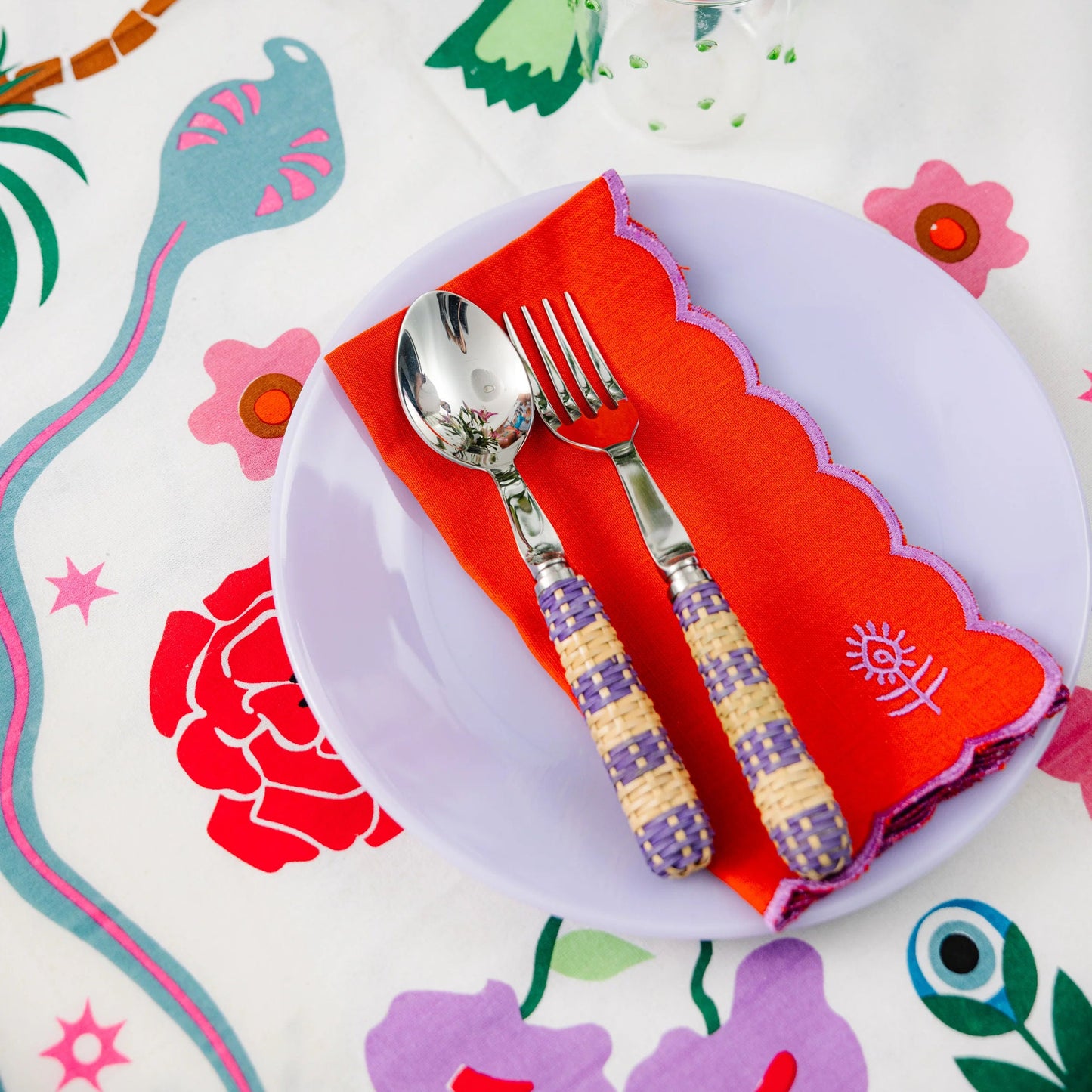 Icon Linen Napkins S/4 - Orange + Lilac