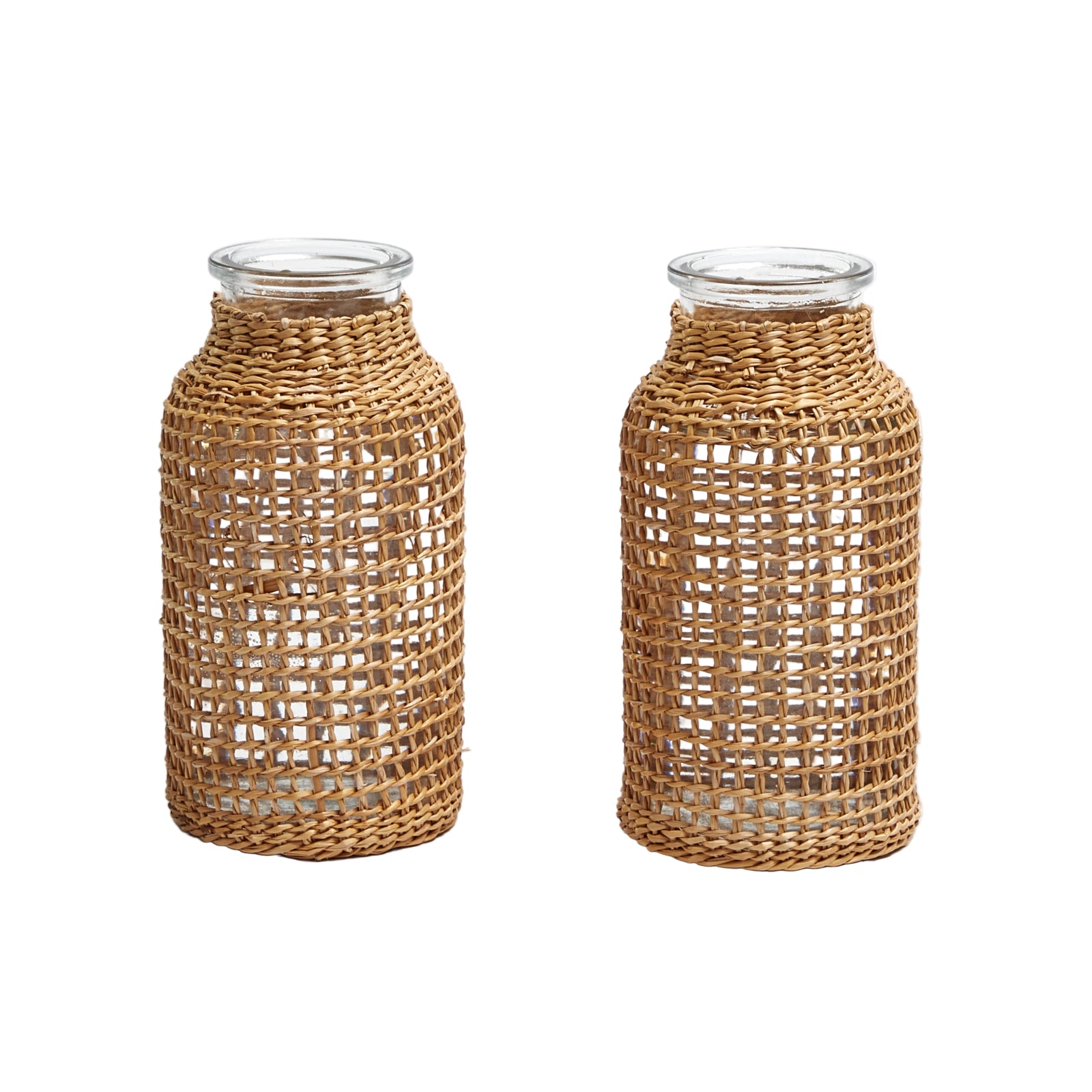 Rattan Glass Bud Vase (Pair)